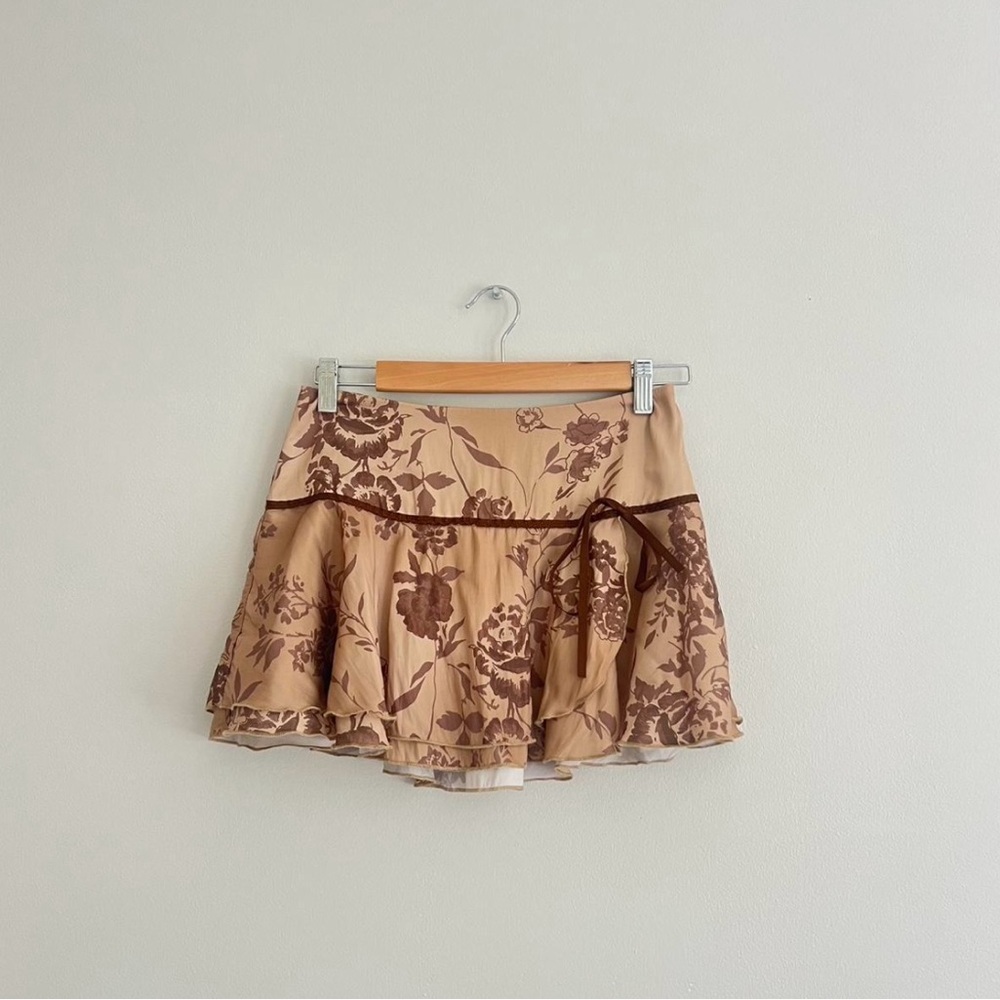 Kimchi Blue Floral Brown Mini Skirt
